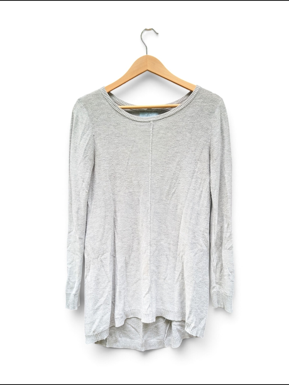 Joan Vass Light Gray Long-Sleeve Knit Top